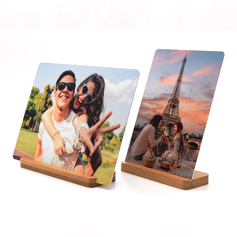 Sublimation Aluminium Photo Frame with Bamboo Base