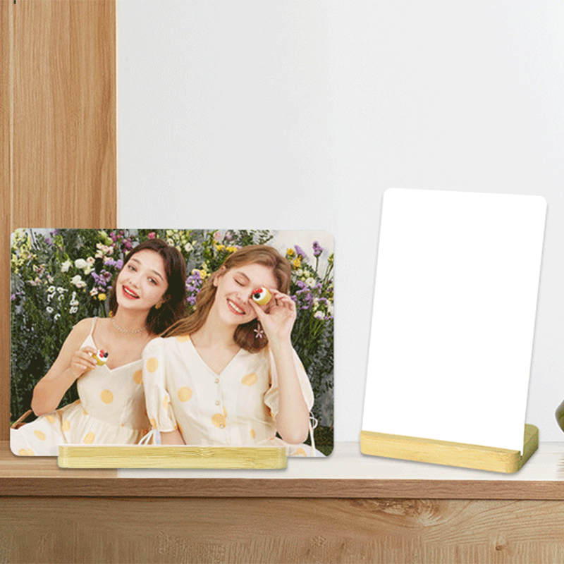 Sublimation Aluminium Photo Frame with Bamboo Base