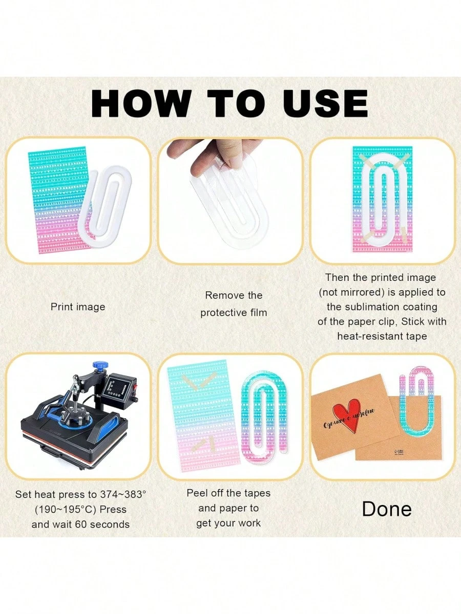 50pcs Sublimation Acrylic Paper Clip