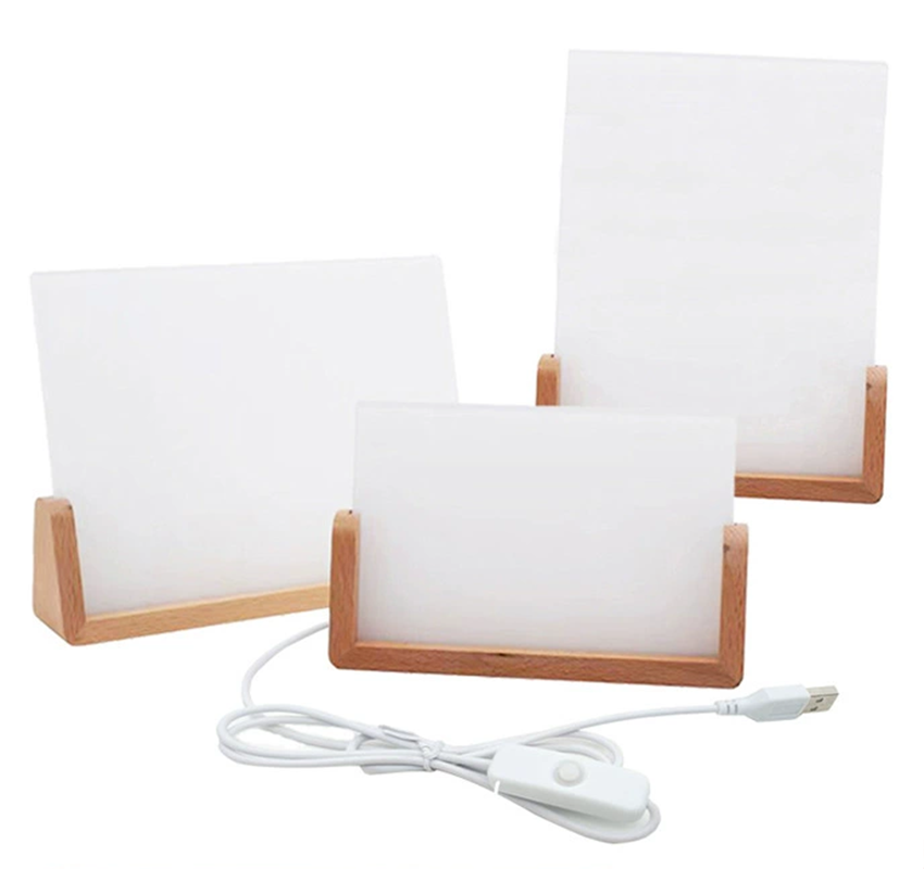 20pcs LED Sublimation Acrylic Photo Frame with Bamboo Base