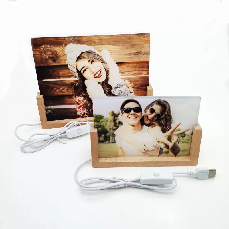 20pcs LED Sublimation Acrylic Photo Frame with Bamboo Base