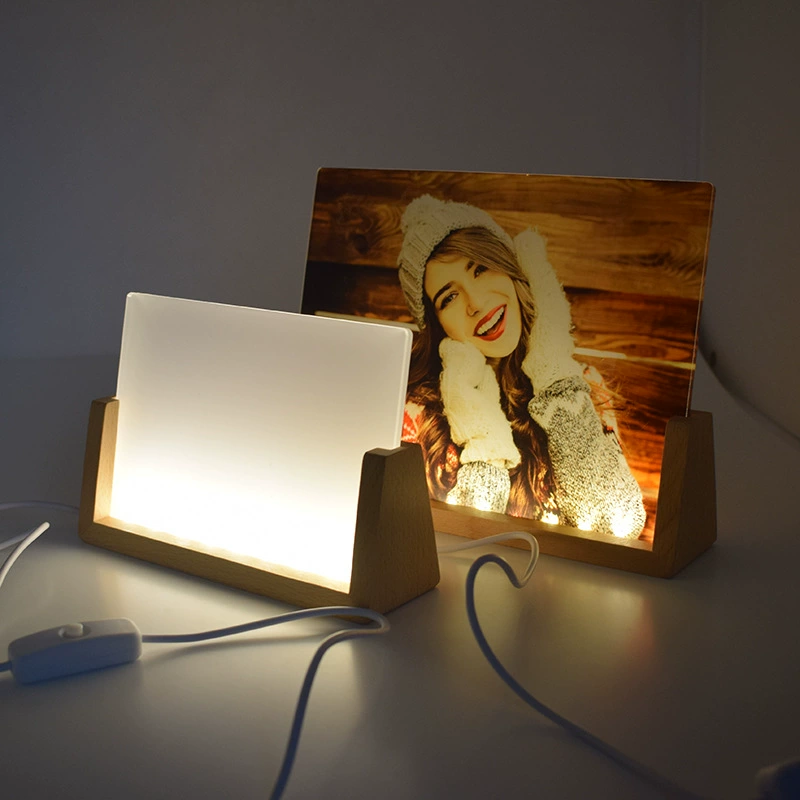 20pcs LED Sublimation Acrylic Photo Frame with Bamboo Base