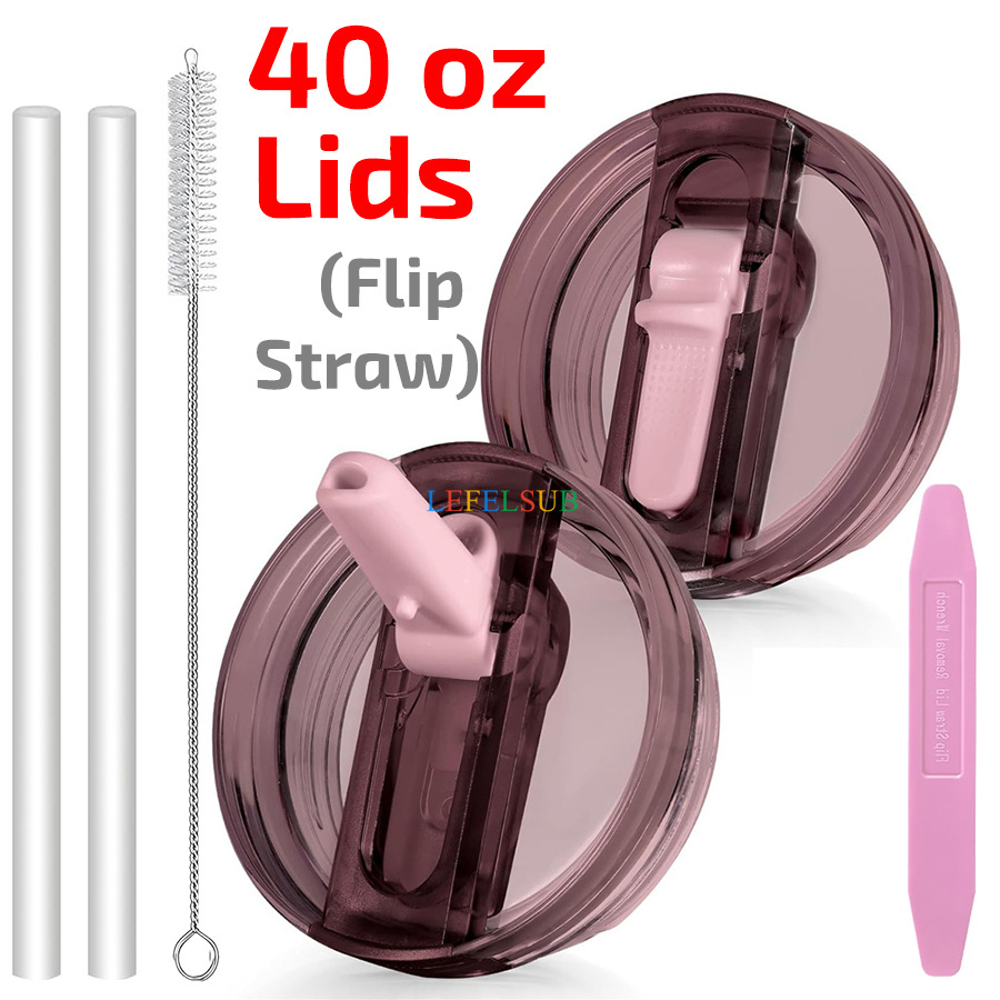 6pcs/set 40 oz Tumbler Leakproof Flip Straw Lid set