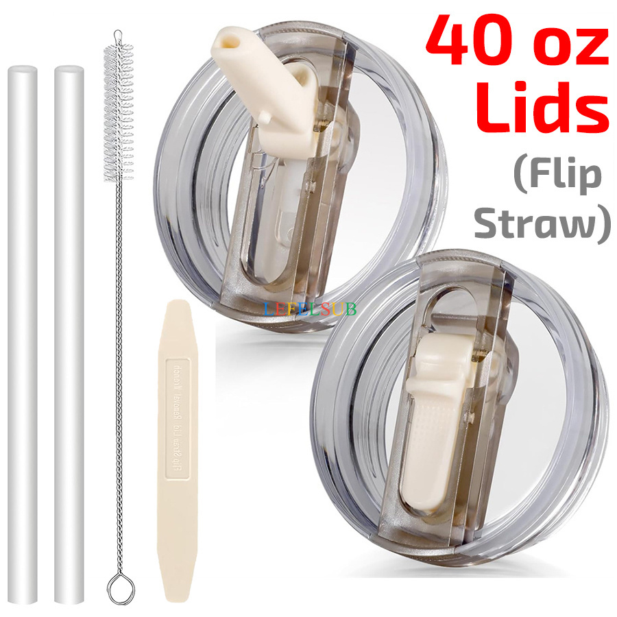 6pcs/set 40 oz Tumbler Leakproof Flip Straw Lid set
