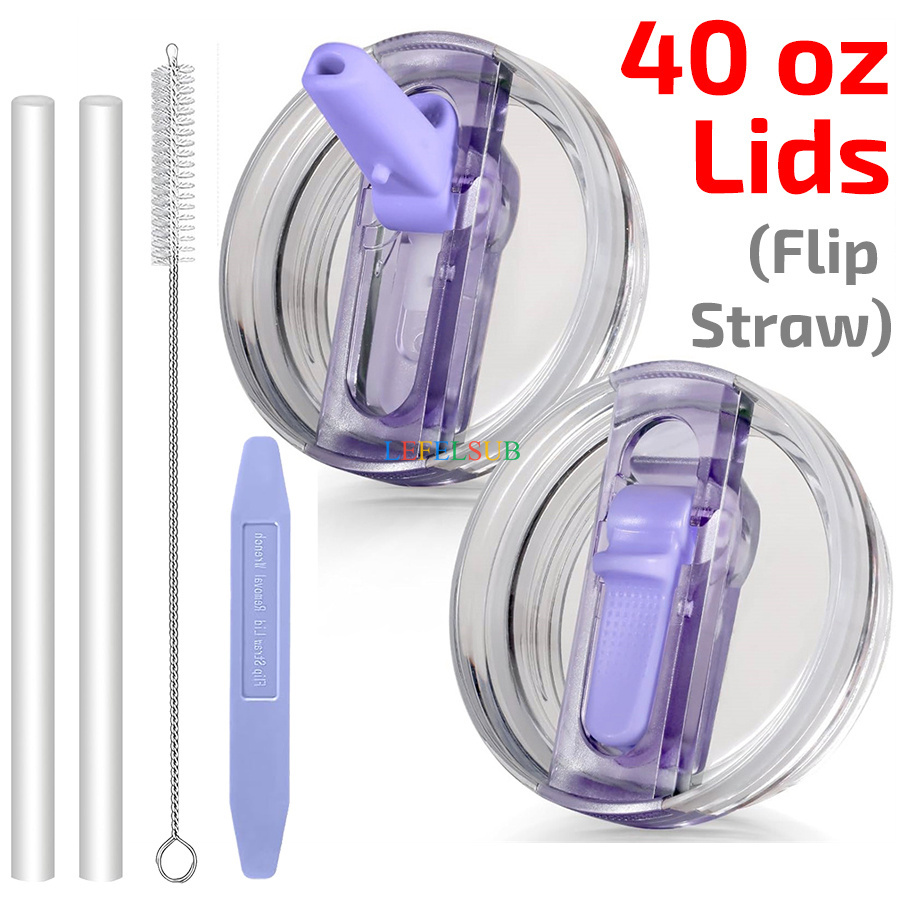 6pcs/set 40 oz Tumbler Leakproof Flip Straw Lid set