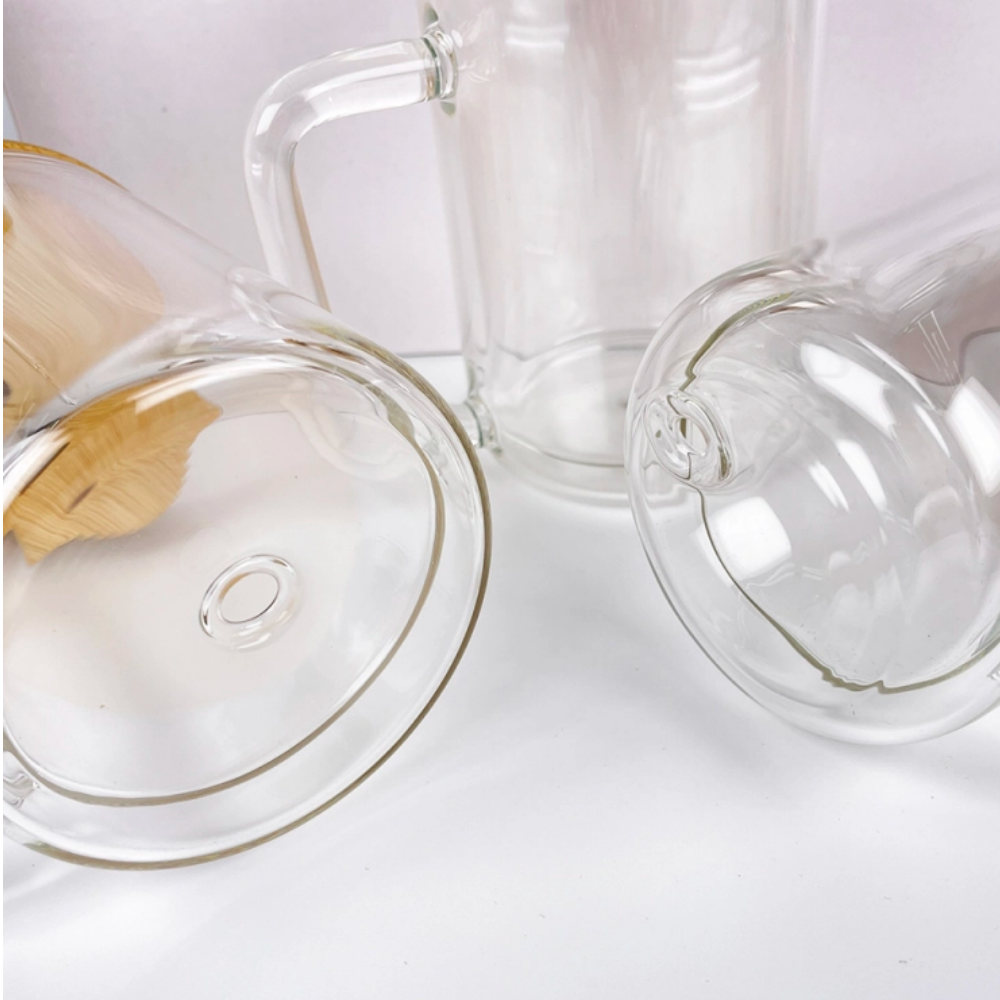 11oz 15oz Clear Double Wall Snow Globe Sublimatable Glass Cups Coffee Mug with Handle and Pre Drilled Hole