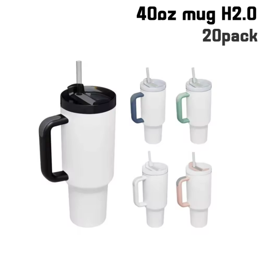 20PCS 40OZ V1.0 Sublimation Tumbler With Mix Color Handle and Lid