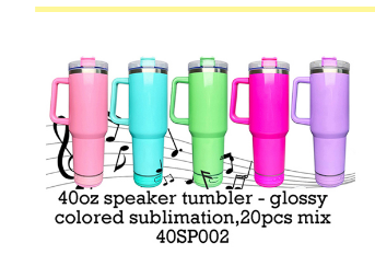 RAFEE 20PCS 40oz Speaker Sublimation Tumbler with Mixed 5 Colors