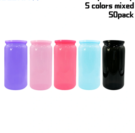 25pcs/50pcs 16oz macaron plastic cups with color plastic lids