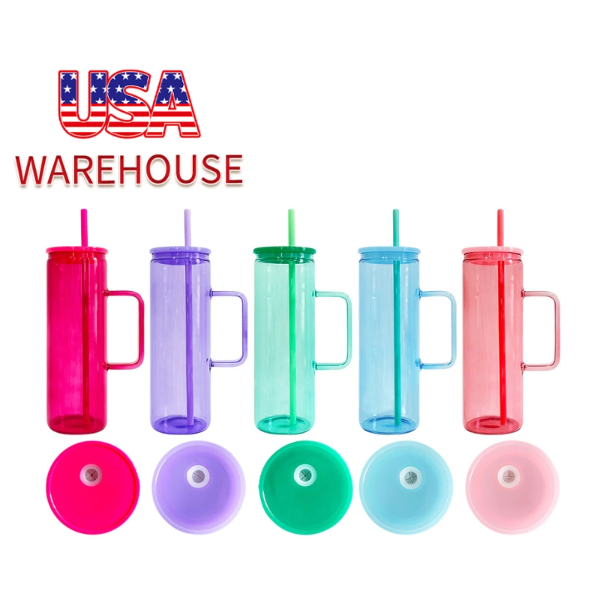 25pcs  USA Warehouse 20oz Jelly Color straight Beverage Mug For Sublimation And UV DTF Wraps