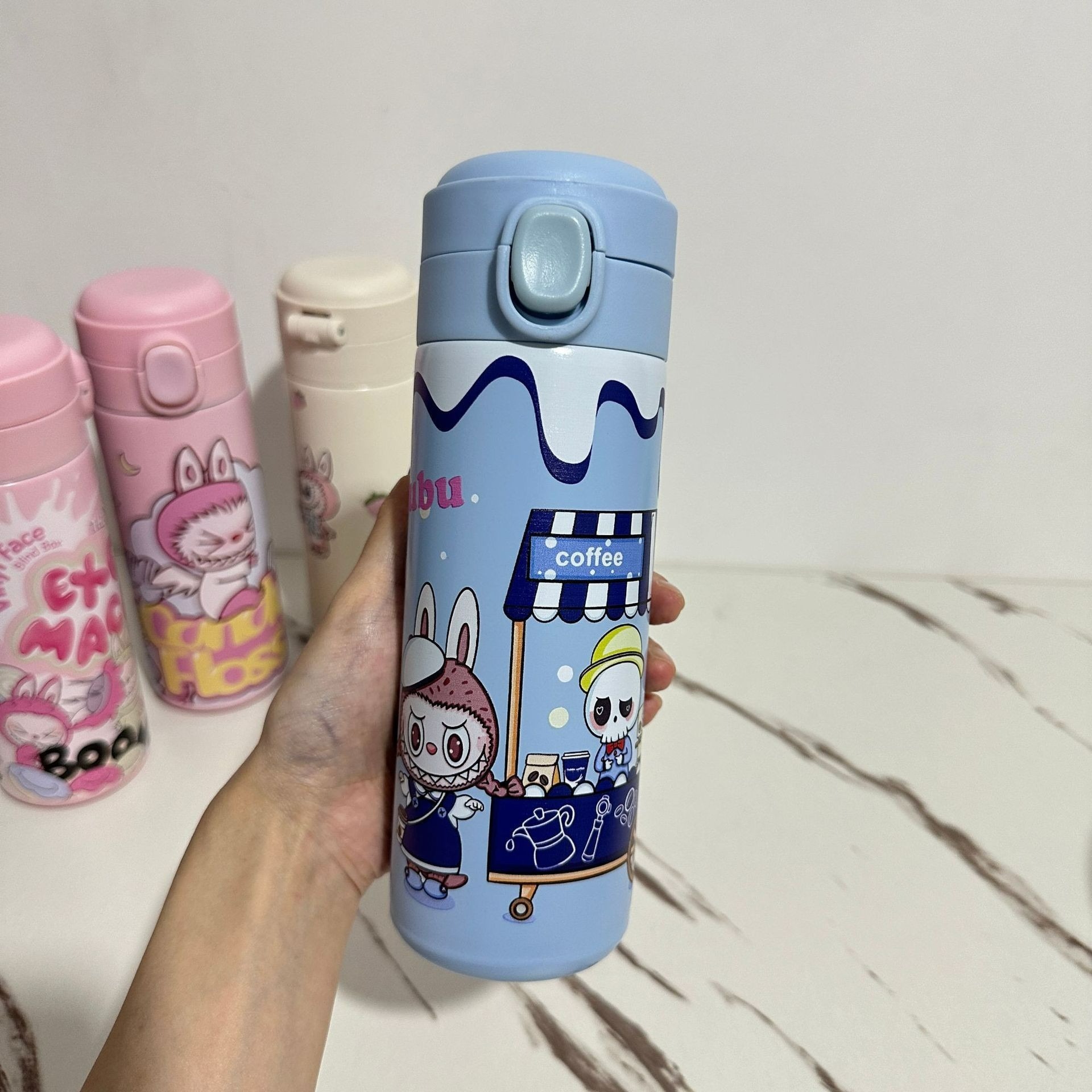 RTS China- 14oz Double Wall Stainless Steel Labubu Kids Water Bottle