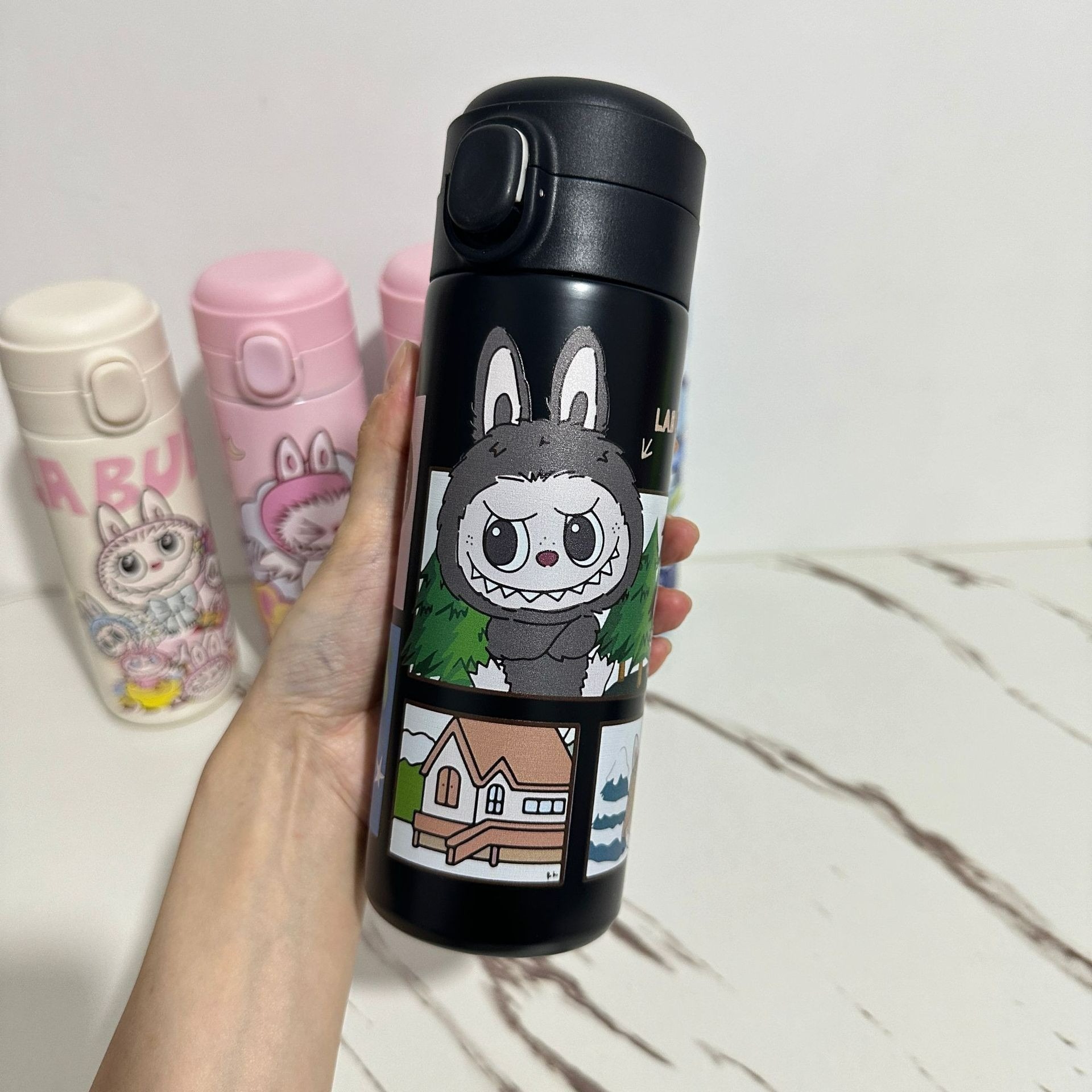 RTS China- 14oz Double Wall Stainless Steel Labubu Kids Water Bottle