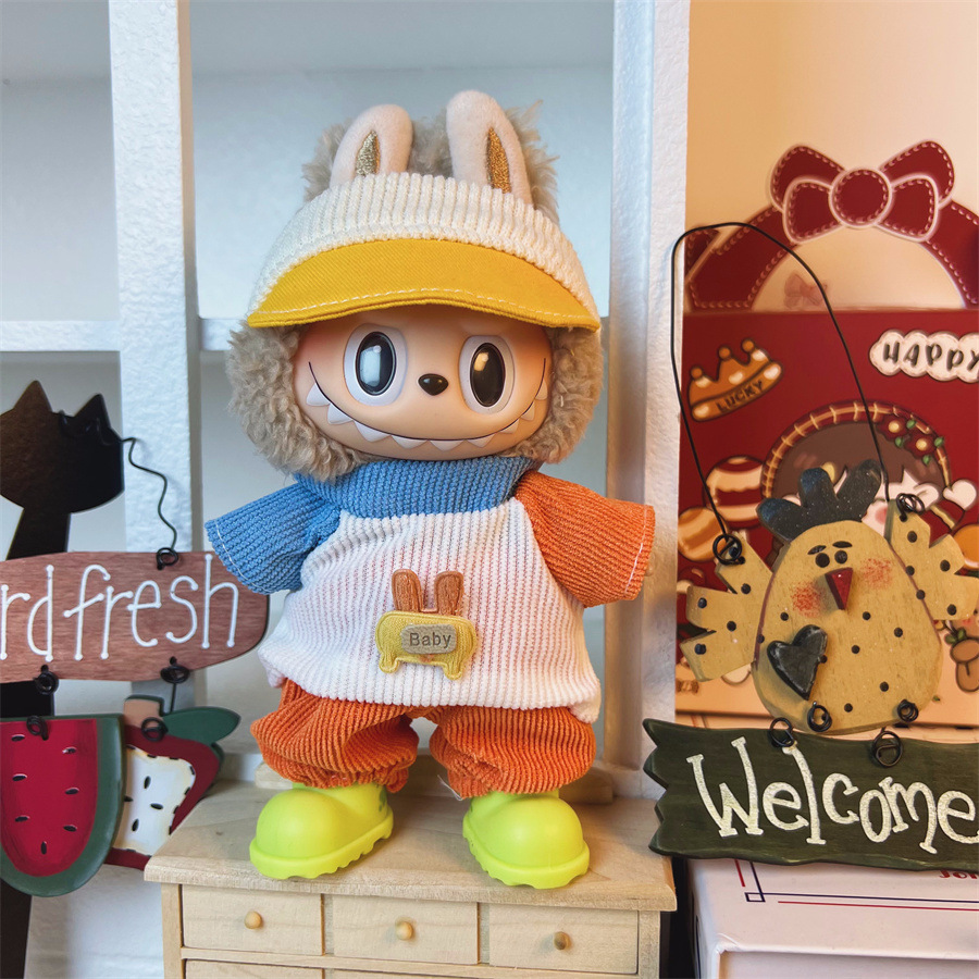 (Only for clothes and hat )17cm Labubu Doll Clothes ,mix designs