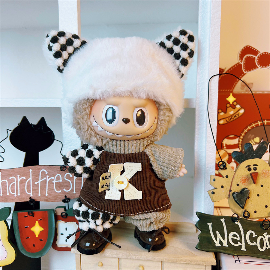 (Only for clothes and hat )17cm Labubu Doll Clothes ,mix designs
