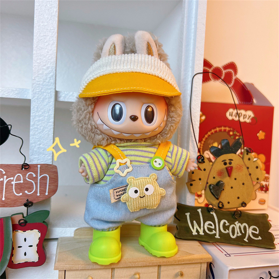 (Only for clothes and hat )17cm Labubu Doll Clothes ,mix designs