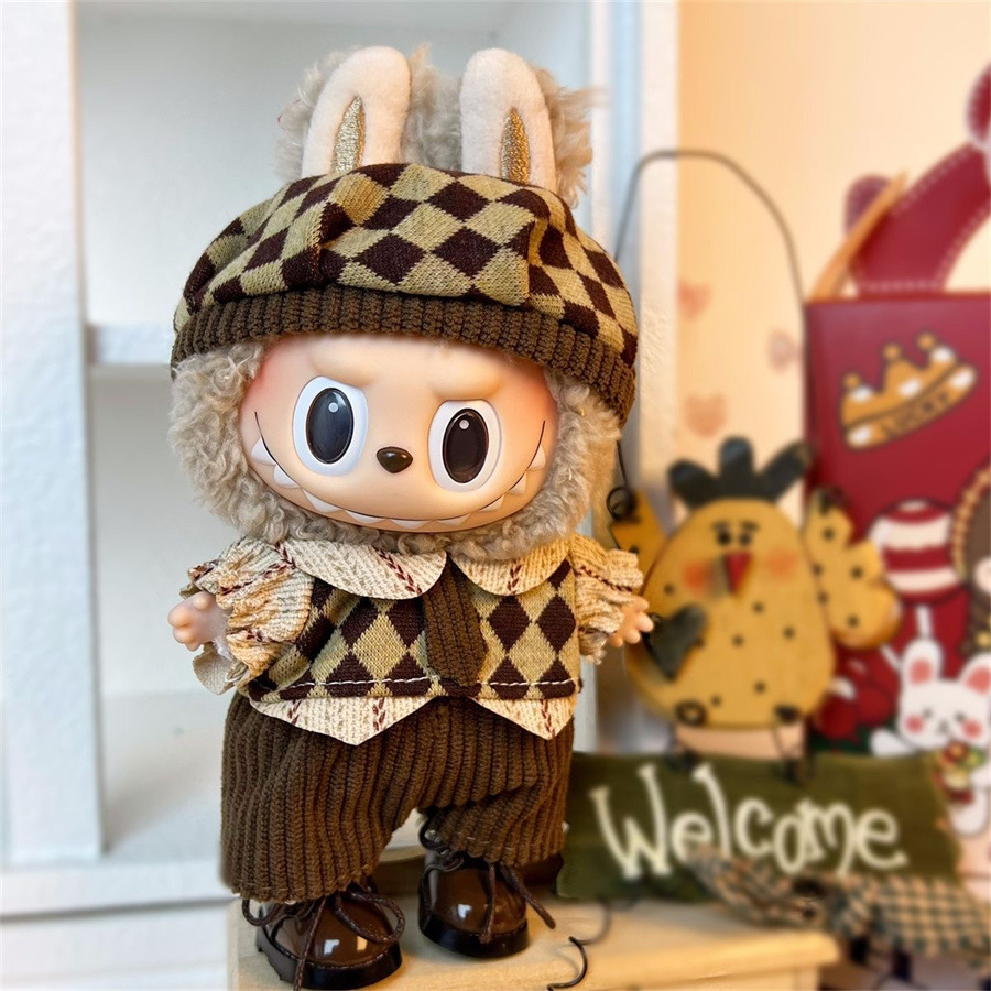 (Only for clothes and hat )17cm Labubu Doll Clothes ,mix designs