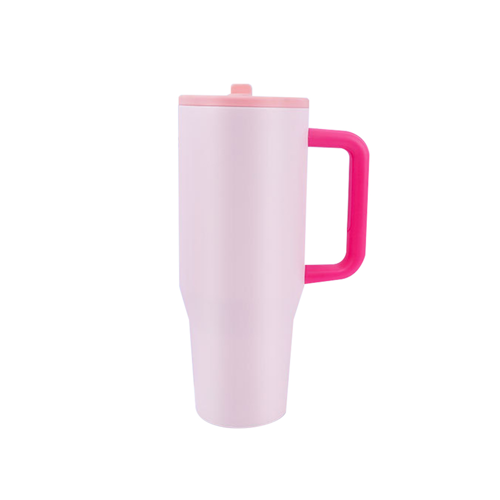 40oz Power Coated Tumbler with Handle and Leakproof Straw 20pcs/ case