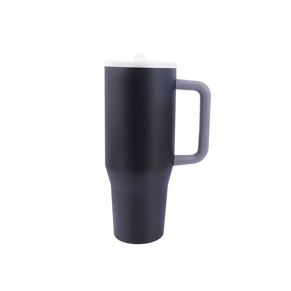 40oz Power Coated Tumbler with Handle and Leakproof Straw 20pcs/ case