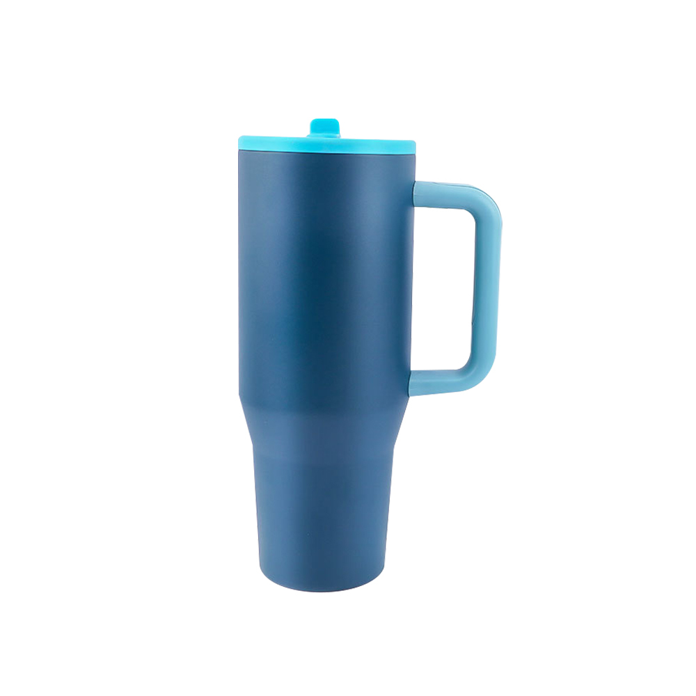 40oz Power Coated Tumbler with Handle and Leakproof Straw 20pcs/ case