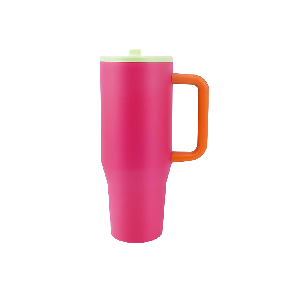 40oz Power Coated Tumbler with Handle and Leakproof Straw 20pcs/ case