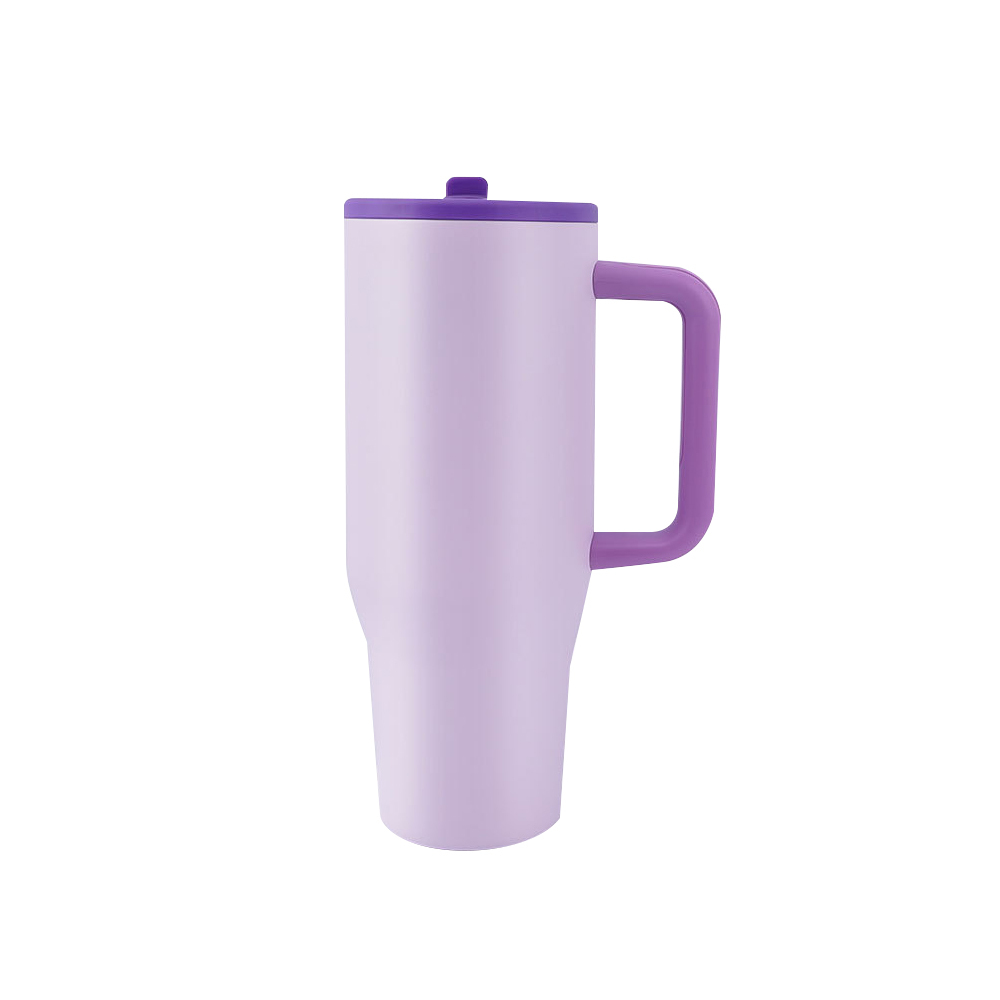 40oz Power Coated Tumbler with Handle and Leakproof Straw 20pcs/ case