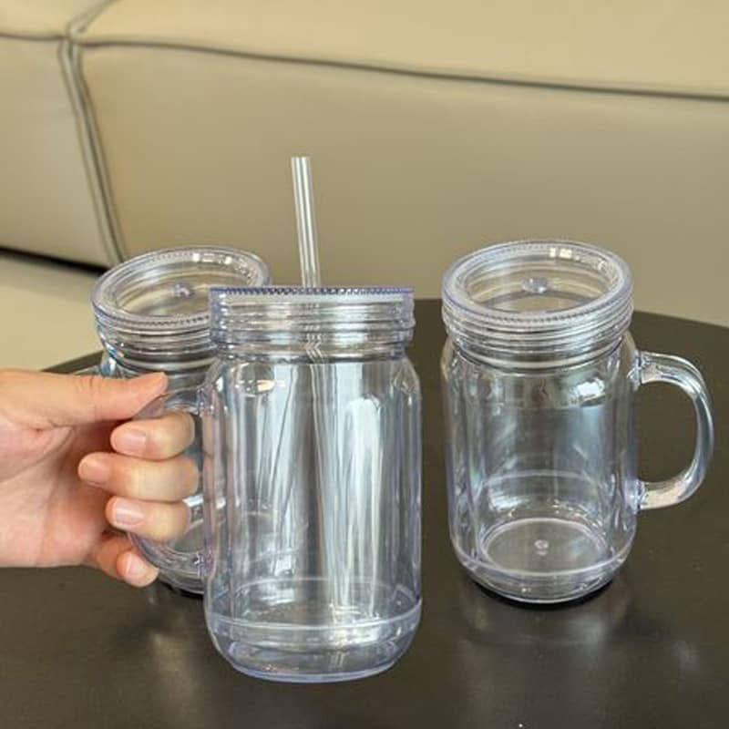20OZ plastic snow globe mug with plastic ids