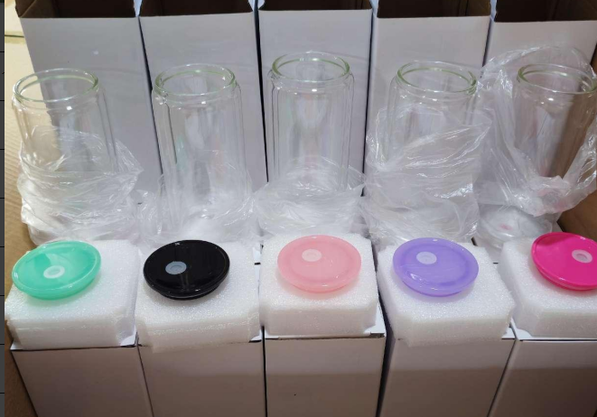 25PCS  20OZ Pre Drilled Hole Clear Double Wall Blank Sublimation Snowglobe Glass Can inside 16OZ outside 20OZ
