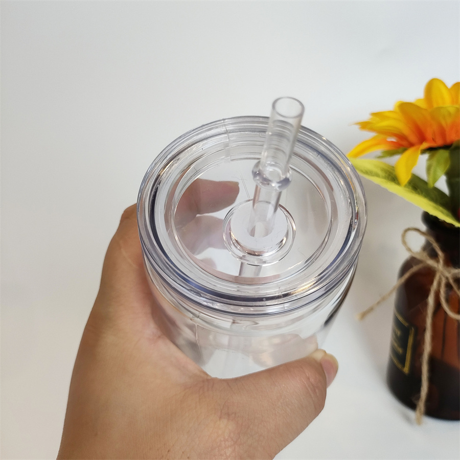 16OZ plastic double wall snow globe cup with clear lids