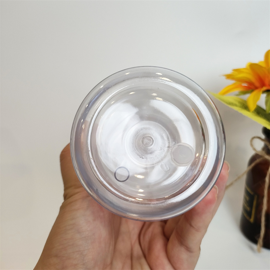 16OZ plastic double wall snow globe cup with clear lids