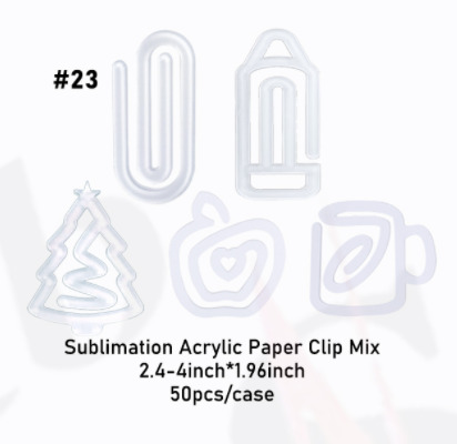 Sublimation Acrylic Paper Clip Mix 2.4-4inch*1.96inch / 3.93*1.96inch