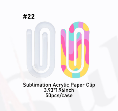 Sublimation Acrylic Paper Clip Mix 2.4-4inch*1.96inch / 3.93*1.96inch