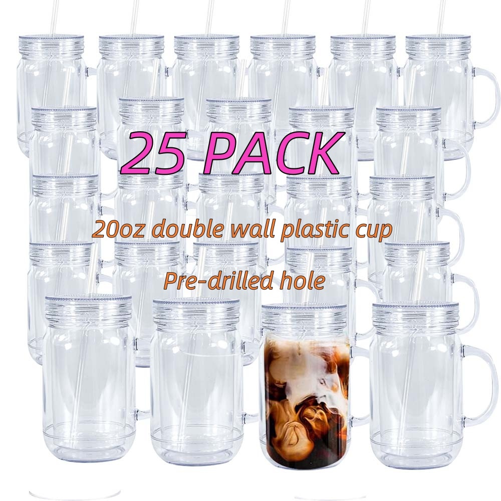 20OZ plastic snow globe mug with plastic ids