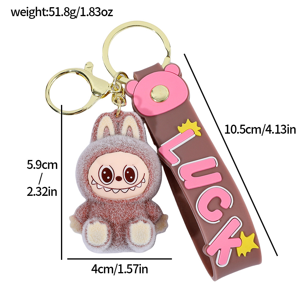 50pcs Labubu Flocking Keychain mix colors