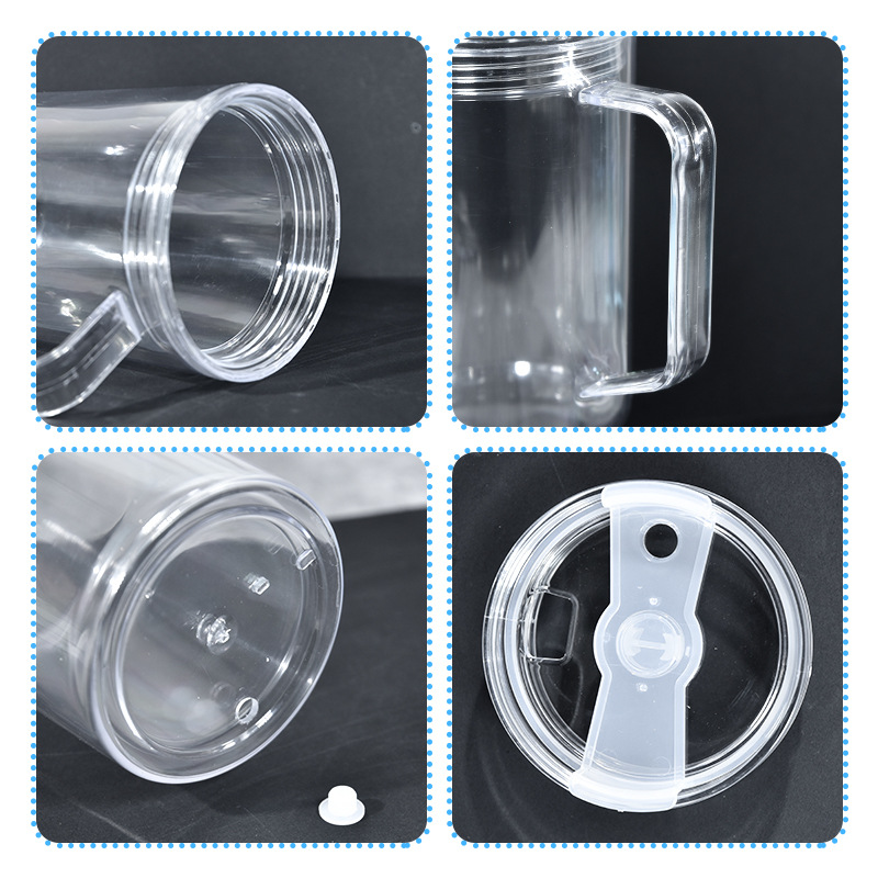 40OZ plastic double wall snow globe cup with plastic straw