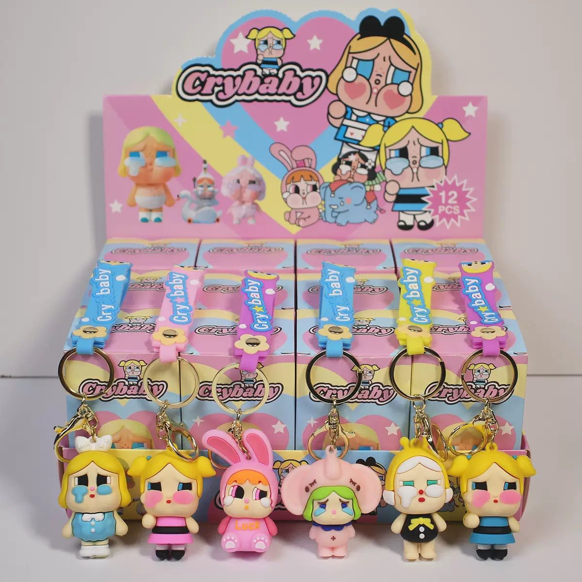 48pcs Cute Labubu ，CryBaby ,Stich Keychain Blind Box