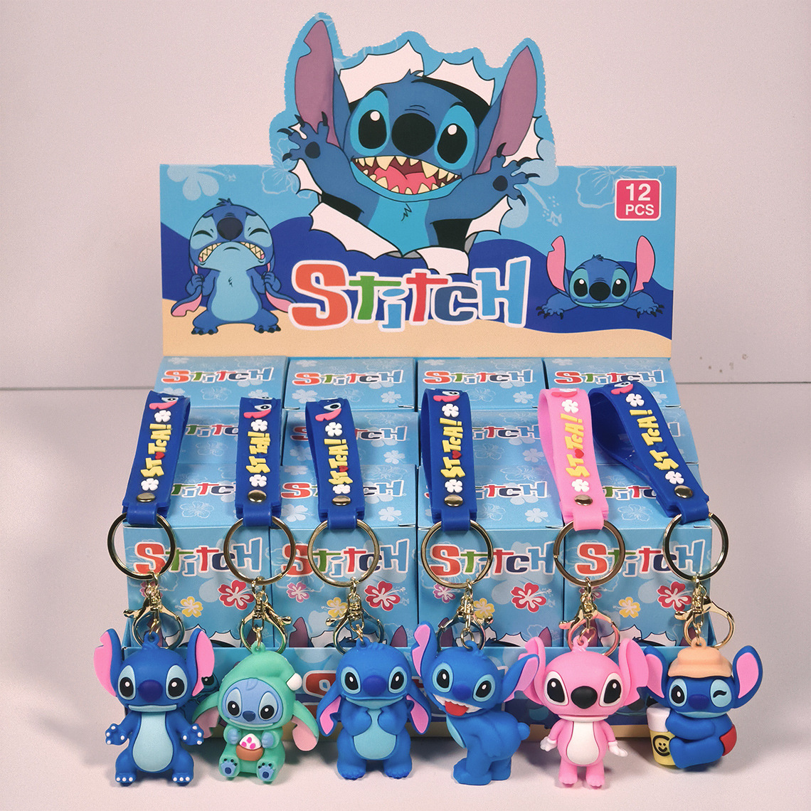 48pcs Cute Labubu ，CryBaby ,Stich Keychain Blind Box
