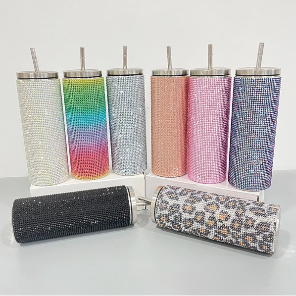 25 Pack USA Warehouse 20oz Rhinestone Bling stainless steel Tumblers