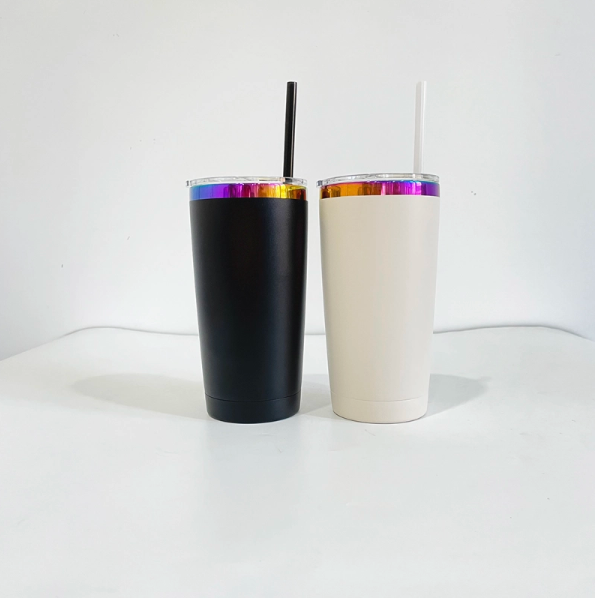 25PCS 20oz Rainbow Plated Based Powder Coated Blank Sublimation Stainless Steel Car Tumbler for Laser Engraving