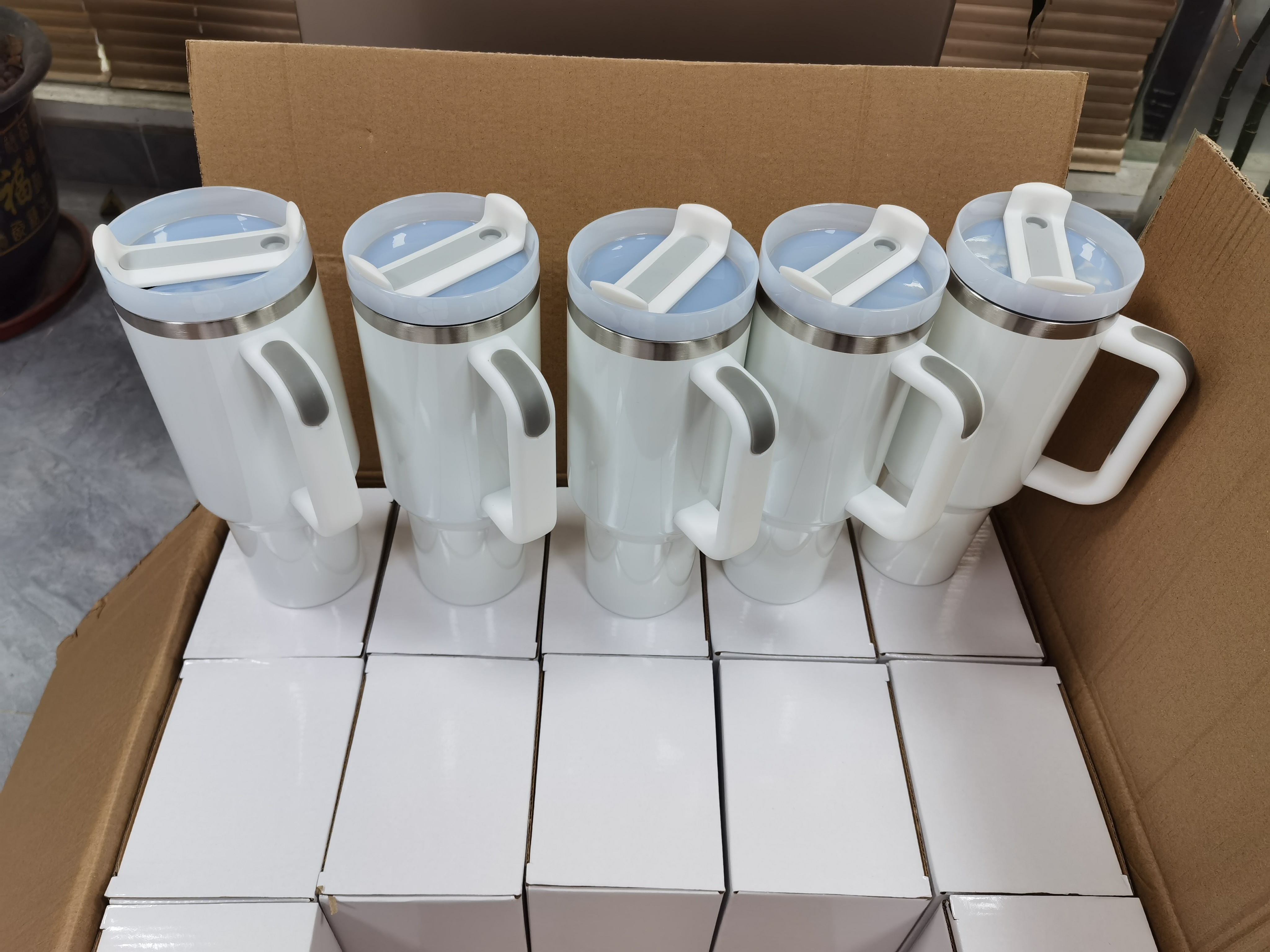 16pcs US Warehouse 40OZ H2.0 White Sublimation Blank Tumbler