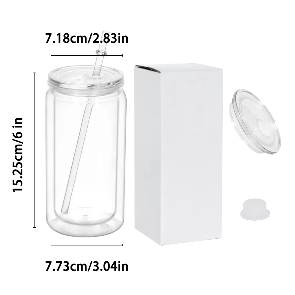 6PCS 16oz snow globe plastic can  with clear lid