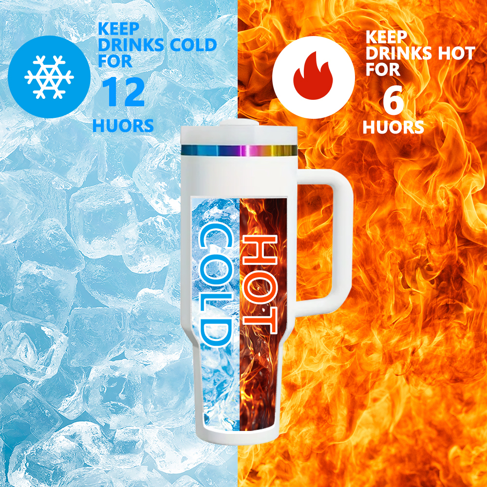 4PCS 40oz Rainbow Plated Tumbler with Handle for Laser Engraving