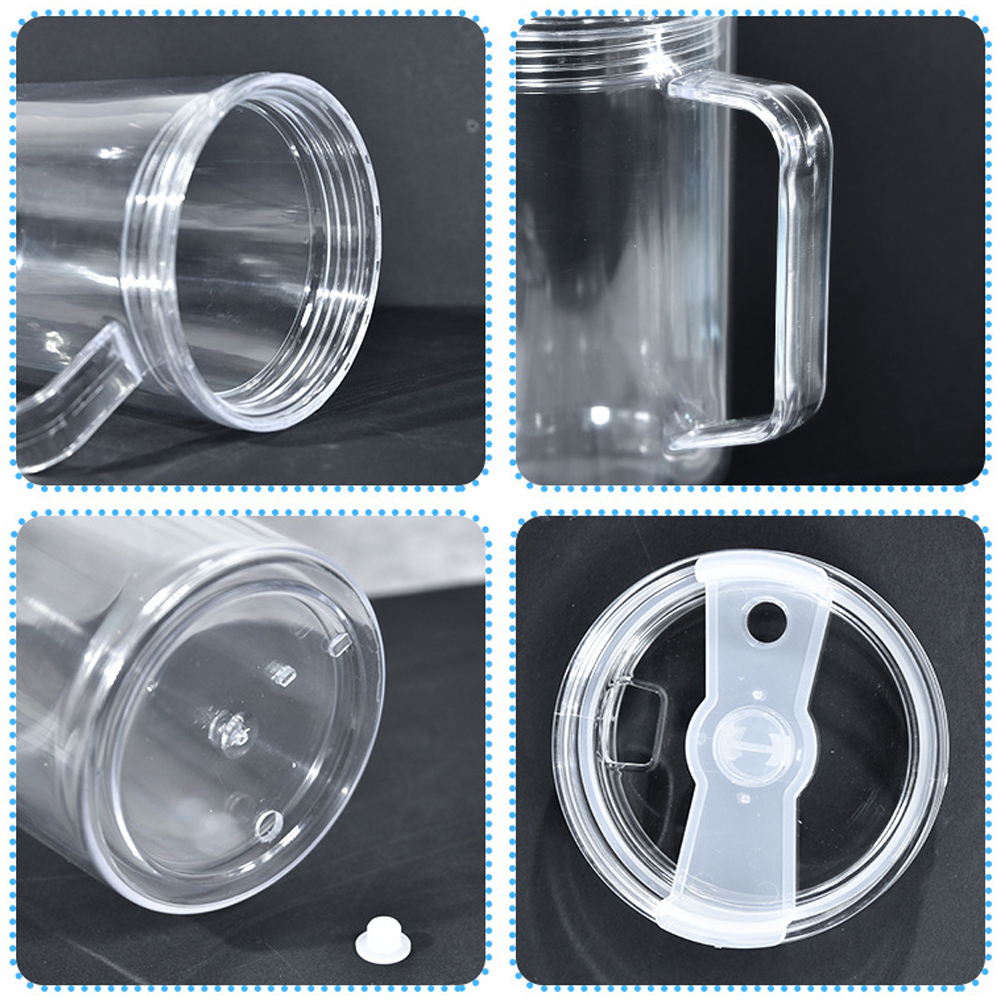 2PCS 40oz Plastic Snow Globe Tumbler with Clear Lid and Straw