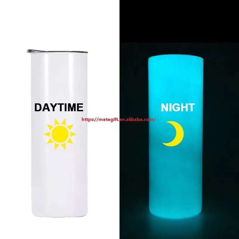 25pcs  US  Warehouse 20OZ Normal Round Bottom Glow in Dark Green/Blue Tumbler