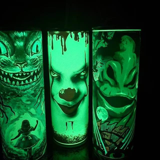 25pcs  US  Warehouse 20OZ Normal Round Bottom Glow in Dark Green/Blue Tumbler