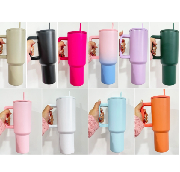 25pcs USA Warehouse 40oz Simple-Modern-Style Powder Coating Tumbler for Laser Engraving