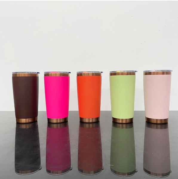25 Pack US Warehouse 20oz Copper Plated Powder Coat Coffee Yeti Stainless Steel Tumbler with Magnetic Lid for Laser Engraving
