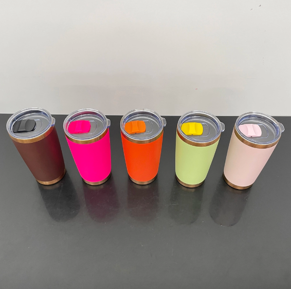 25 Pack US Warehouse 20oz Copper Plated Powder Coat Coffee Yeti Stainless Steel Tumbler with Magnetic Lid for Laser Engraving