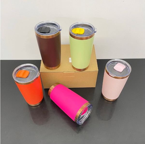 25 Pack US Warehouse 20oz Copper Plated Powder Coat Coffee Yeti Stainless Steel Tumbler with Magnetic Lid for Laser Engraving