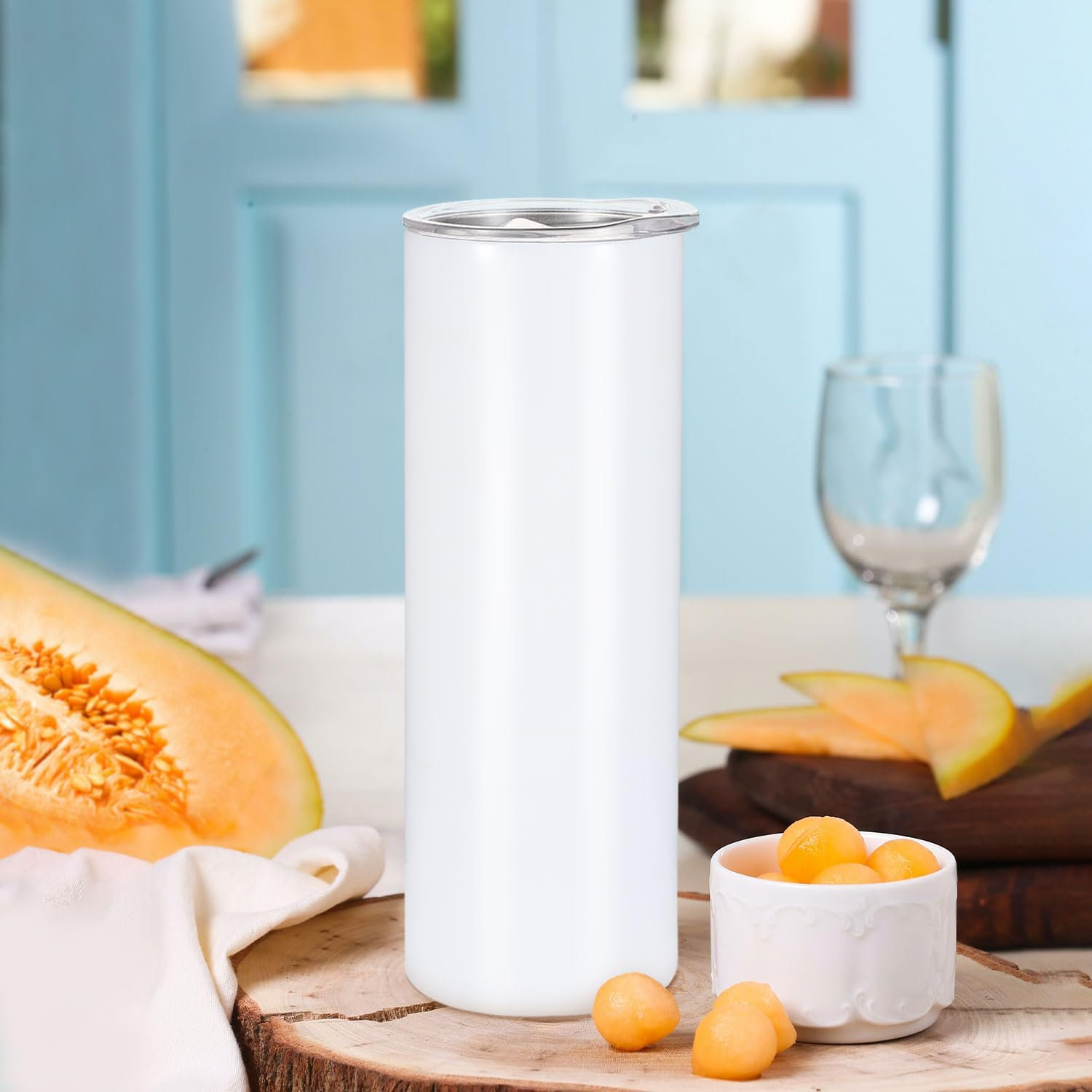 20oz Flat Edge Tumbler Sublimation Tumbler with Plastic Straw 50pcs/case