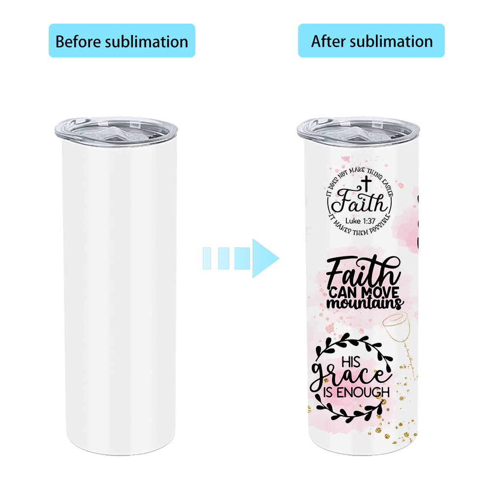 20oz Flat Edge Tumbler Sublimation Tumbler with Plastic Straw 50pcs/case